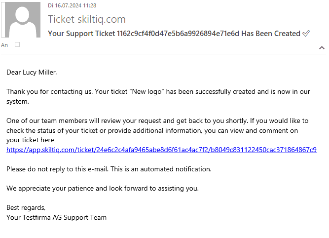 Email ticket created