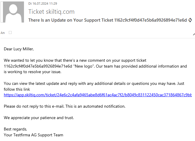 Email ticket new comment